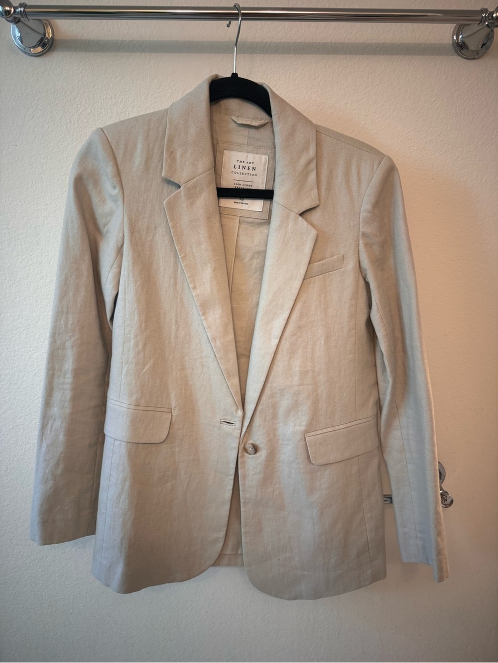 Abercrombie & Fitch Light Beige Linen Tailored Blazer